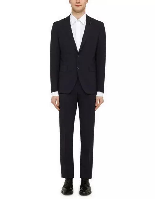 Navy blue single-breasted suit in wool blend