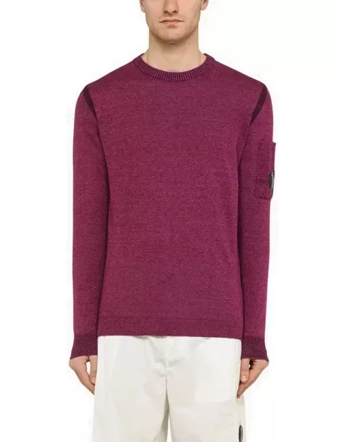 Red linen-blend crew-neck sweater