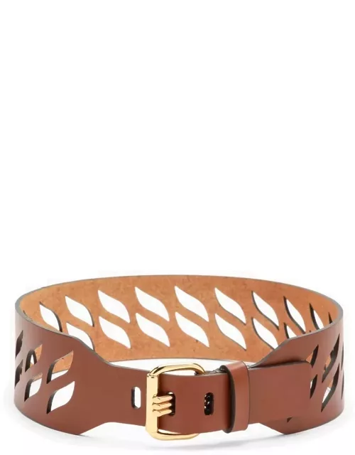 Brown perforated leather belt