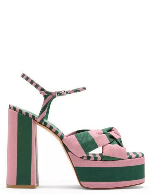 Green/pink high sandal with platfor