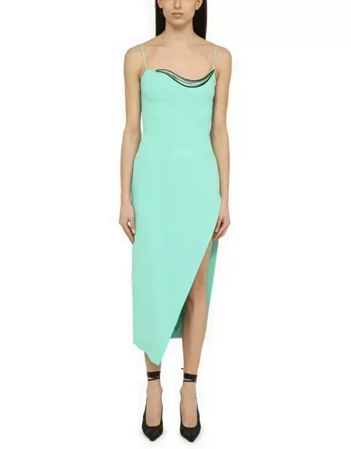 Aqua green midi dress with slit