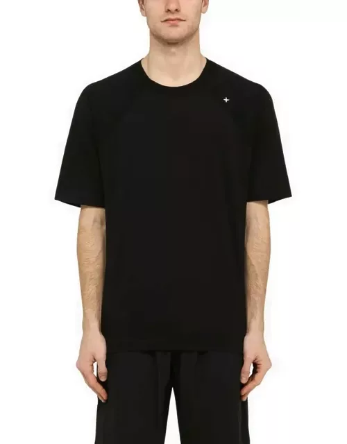 Black cotton-blend T-shirt