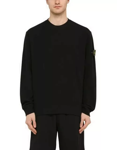 Black crew-neck sweater with logo