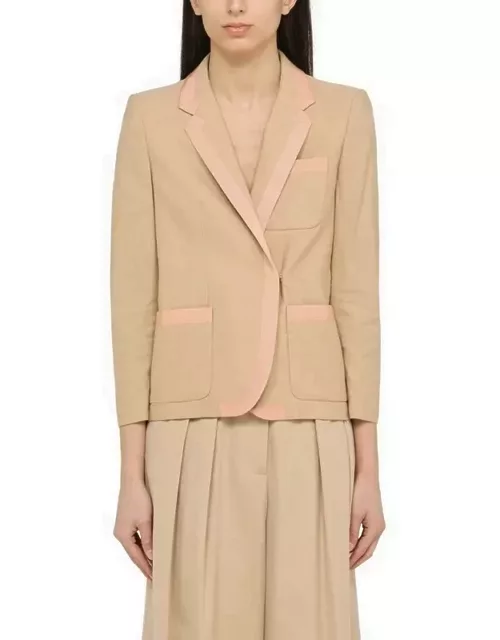 Cream-coloured single-breasted jacket in linen blend