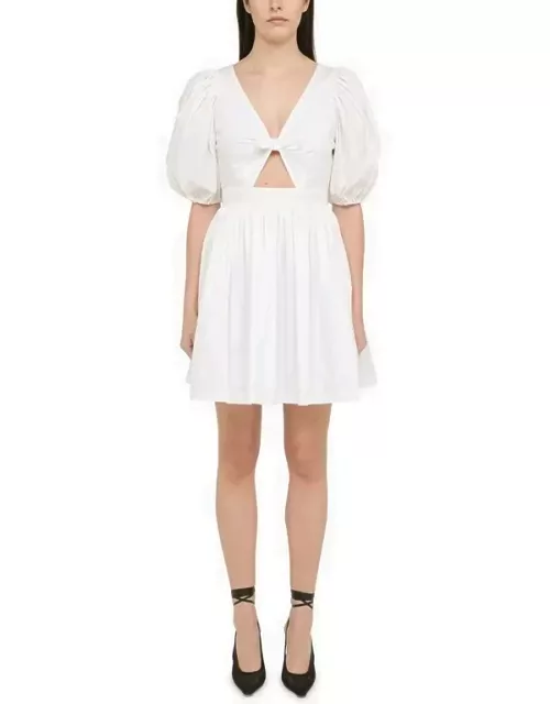 White mini dress with puff sleeve