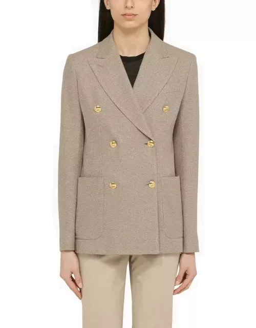 Clay-coloured double-breasted jacket in cotton