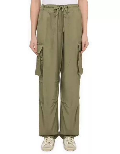 Military green viscose cargo trouser