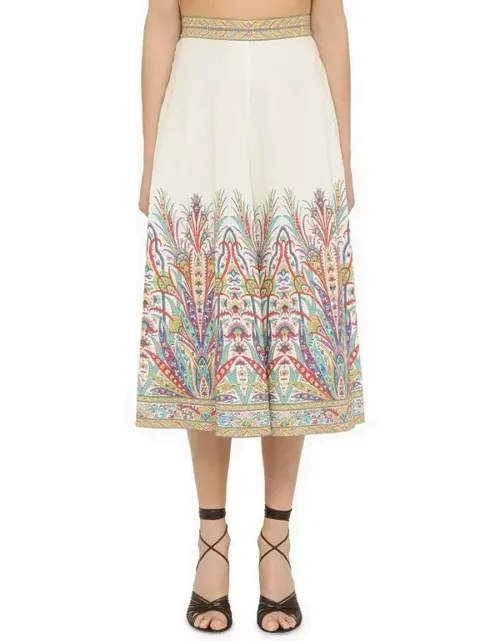 Multicoloured cotton midi skirt