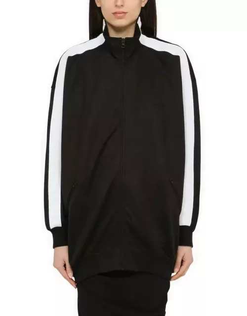 Black cotton blend zip sweatshirt