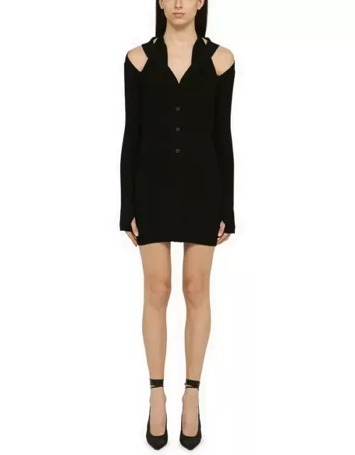 Black ribbed mini dress with cut-out
