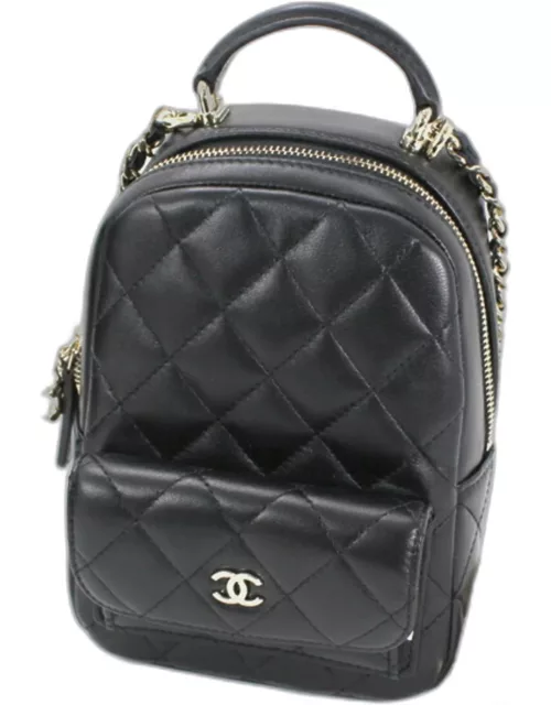 Chanel Black Quilted Caviar Mini Backpack