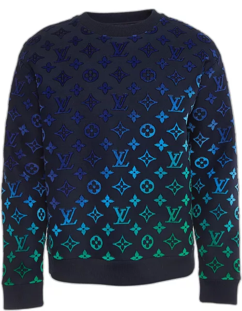Louis Vuitton Navy Blue Knit Gradient Monogram Fil Coup Sweatshirt