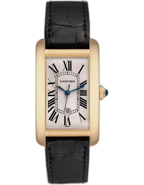 Cartier Tank Americaine Yellow Gold Automatic Mens Watch W2603156 26.6 mm x 45