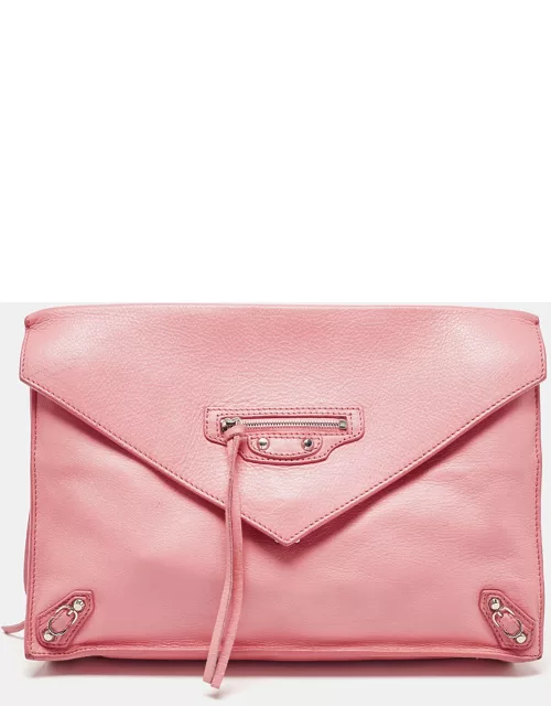 Balenciaga Pink Leather Papier Sight Clutch