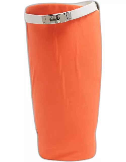 Hermes Neon Orange/White Neoprene and Leather Jumping Boot