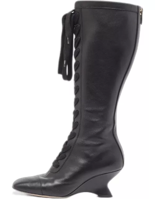 Dior Black Leather Naughtily-D Wedge Boot