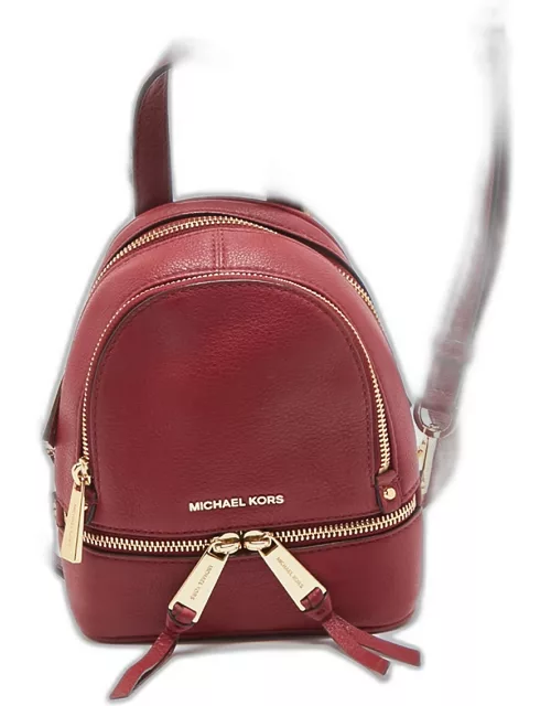 Michael Kors Burgundy Leather Mini Rhea Backpack