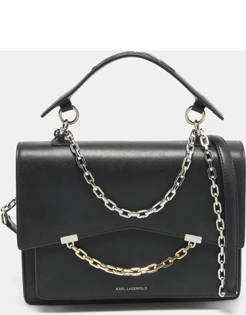 Karl Lagerfeld Black Leather K/Karl Seven Top Handle Bag