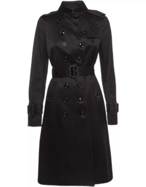 Burberry Black Cotton Double Breasted Trench Coat