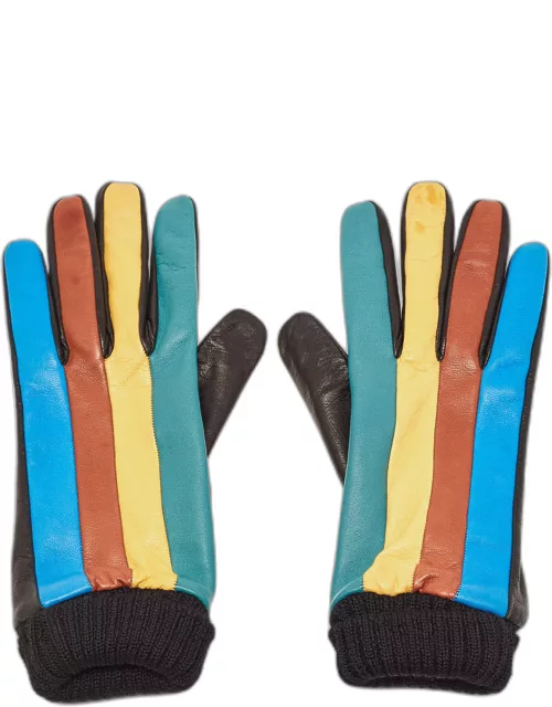 Missoni Multicolor Color Block Leather Gloves