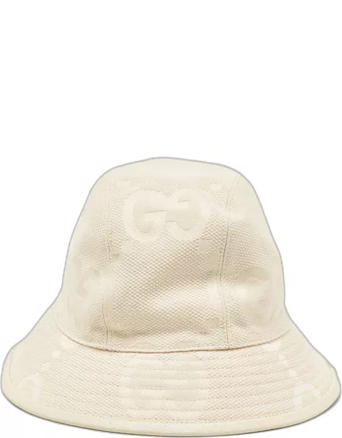 Gucci Cream GG Canvas Narrow Brim Bucket Hat