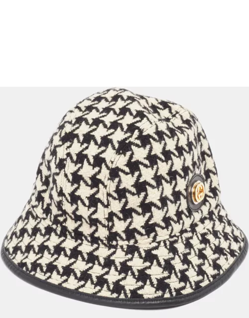 Gucci Monochrome Houndstooth Wool & Cotton Bucket Hat