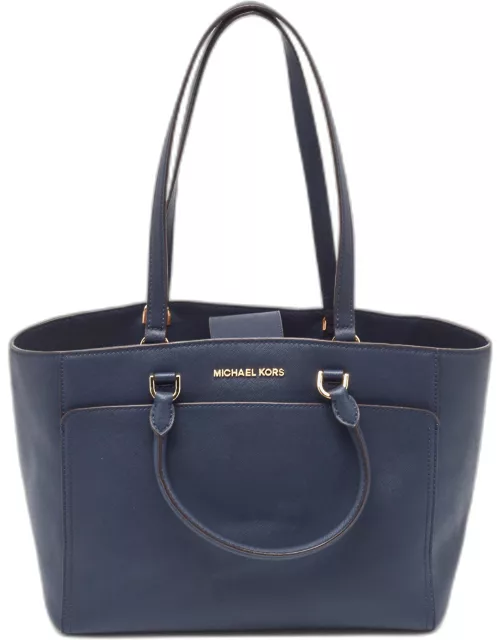 Michael Kors Navy Blue Leather Large Emmy Tote