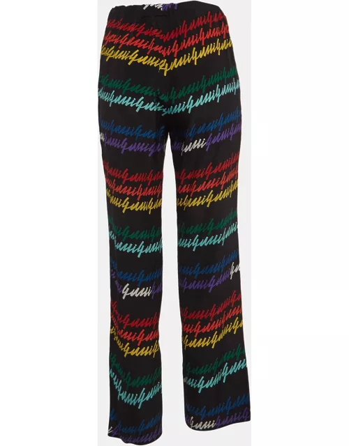 Gucci Multicolor Signature Printed Silk Trousers