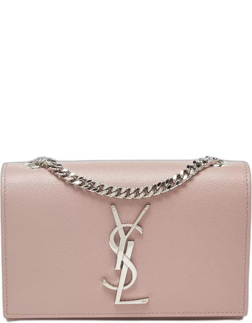 Saint Laurent Pink Leather Small Monogram Kate Wallet on Chain