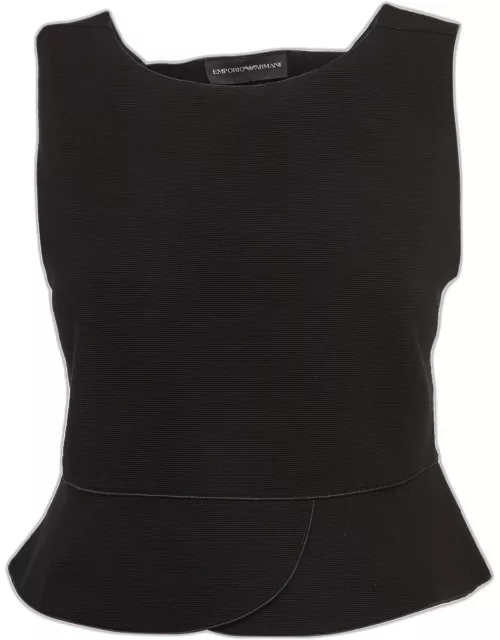 Emporio Armani Black Knit Sleeveless Cut-Out Crop Top
