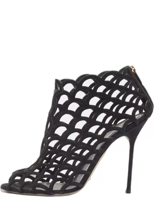 Sergio Rossi Black Suede Cut Out Sandal