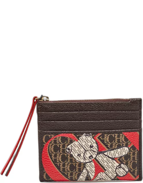 CH Carolina Herrera Multicolor Monogram Coated Canvas and Leather Zip Card Case
