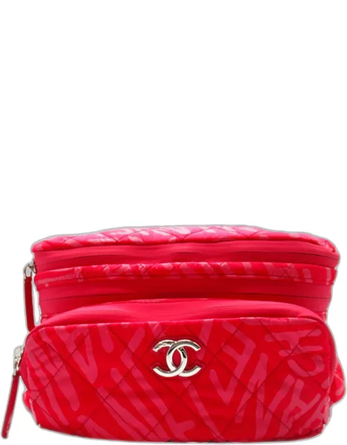 Chanel Pink Printed Nylon Coco Neige Convertible Backpack