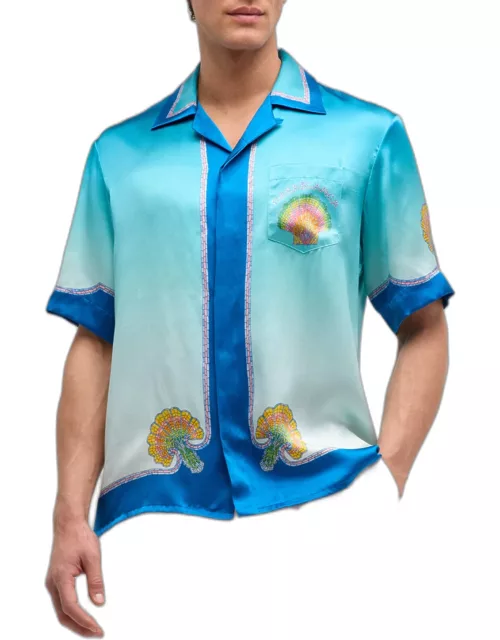 Men's Coquillage Colore Silk Camp Shirt