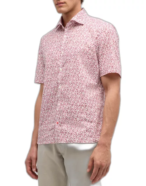 Men's Cotton Sun Burst-Print Short-Sleeve Shirt