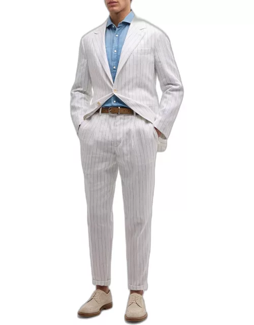 Men's Linen Pinstripe Two-Button Suit