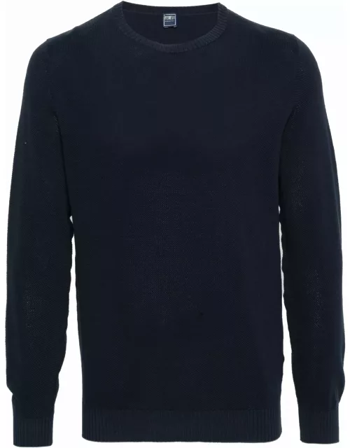 Fedeli Navy Blue Cotton Sweater