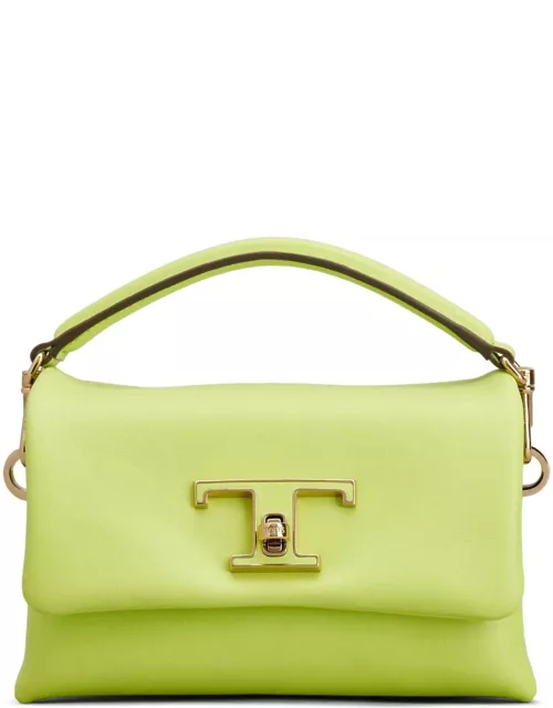 Tod's T Timeless Flap Bag In Green Leather, Micro