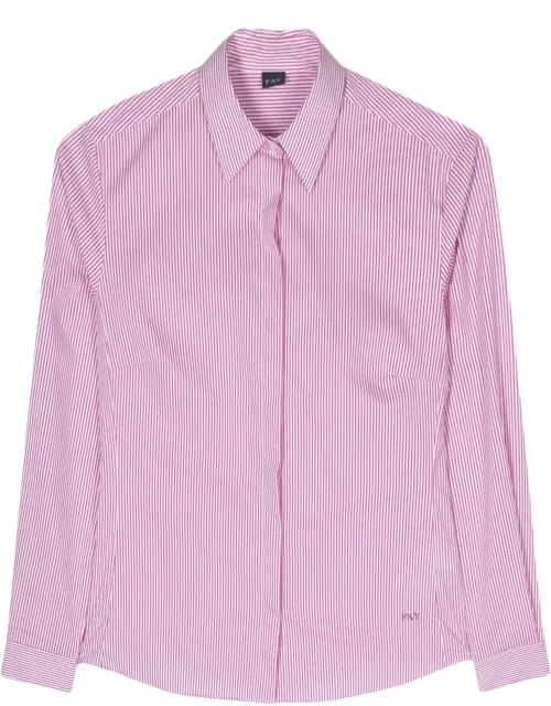 Fay White And Pink Stretch Cotton Shirt