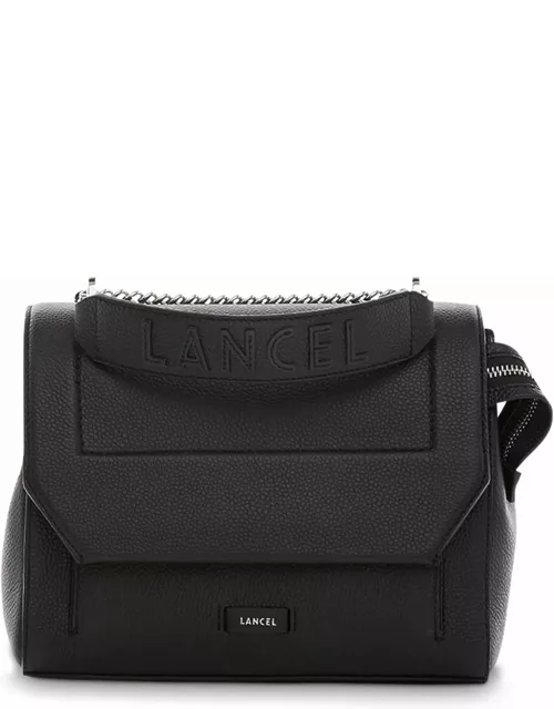 Lancel Black Grained Leather Shoulder Bag