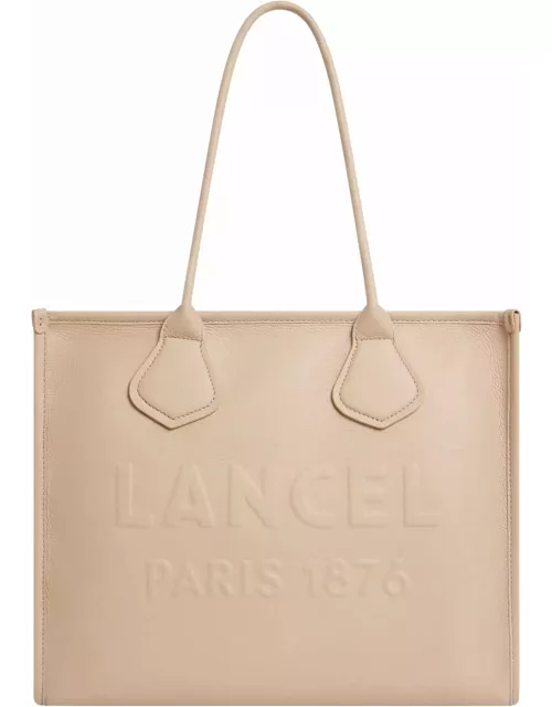 Lancel Beige Grained Cowhide Leather Tote Bag