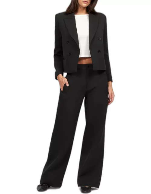 Andres Mid-Rise Wide-Leg Crepe Trouser