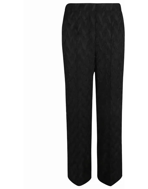 MSGM Wide Black Trousers In Fluid Viscose Fil Coupè Fabric