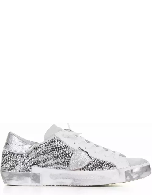 Philippe Model Prsx Animalier Womens Sneakers With Diamond