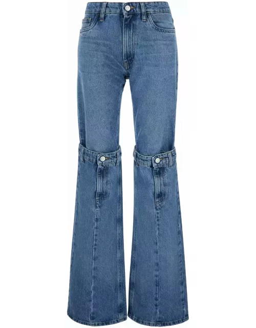 Coperni Light Blue Jeans With Open Knee In Denim Woman