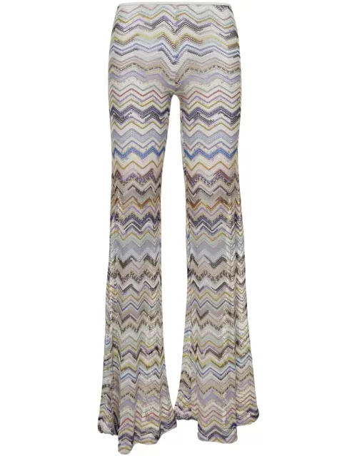Missoni Multicolor Flared Trousers In Viscose Blend Woman