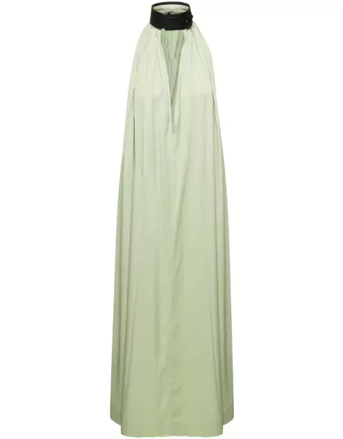 Ferragamo Green Maxi Dress In Viscose Stretch Woman