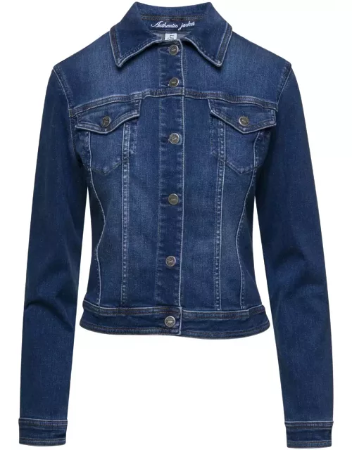 Liu-Jo Blue Cropped Denim Jacket In Cotton Woman