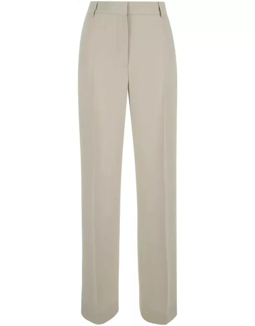 Totême Beige Relaxes Tailored Trousers In Wool Blend Woman