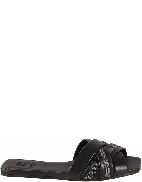 Brunello Cucinelli Cross-strap Embellished Flat Sandal